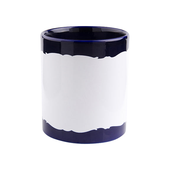 Taza Full Color Azul Oscuro con Área Blanca para Sublimación – 11 oz