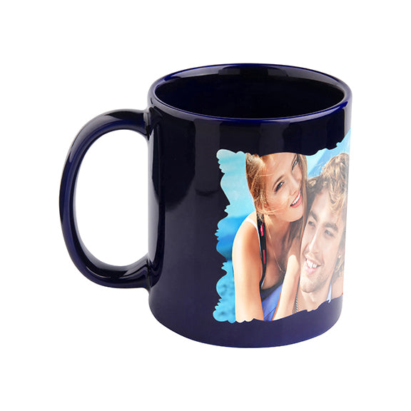 Taza Full Color Azul Oscuro con Área Blanca para Sublimación – 11 oz