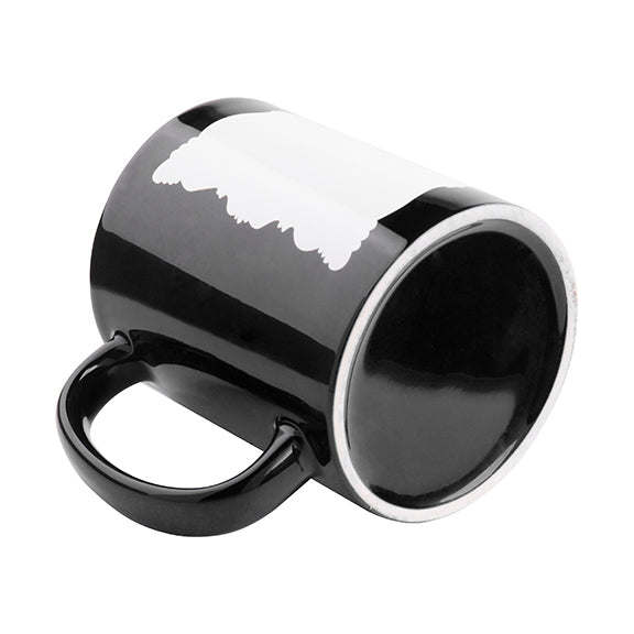Taza Full Color Negra con Área Blanca para Sublimación – 11 oz