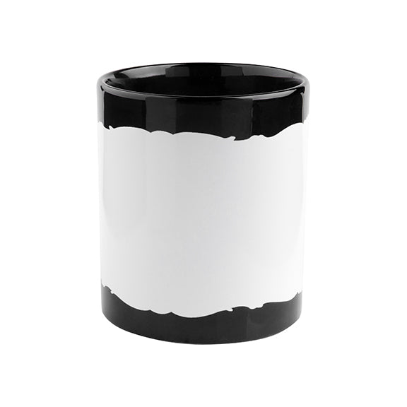 Taza Full Color Negra con Área Blanca para Sublimación – 11 oz