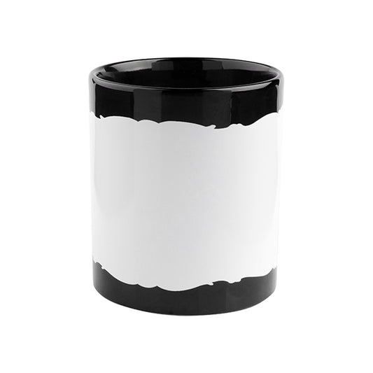 Taza Full Color Negra con Área Blanca para Sublimación – 11 oz