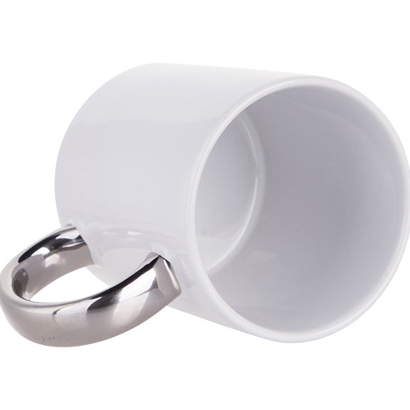 Taza de Cerámica con Asa Plateada 11 oz para Sublimación