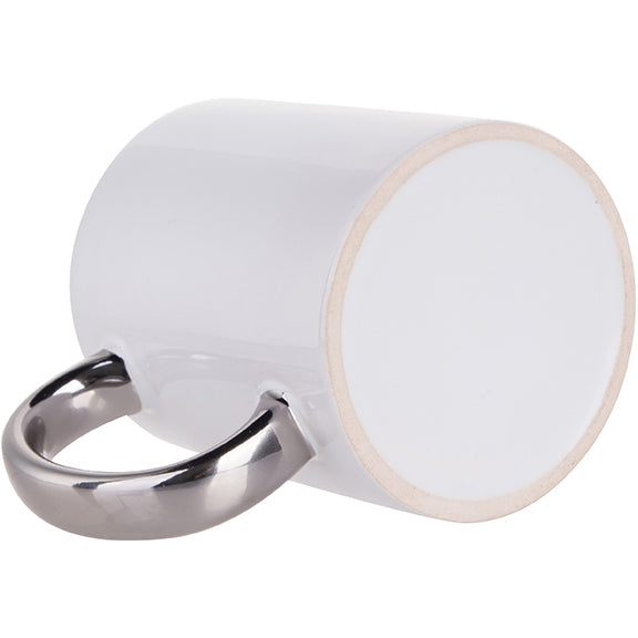 Taza de Cerámica con Asa Plateada 11 oz para Sublimación