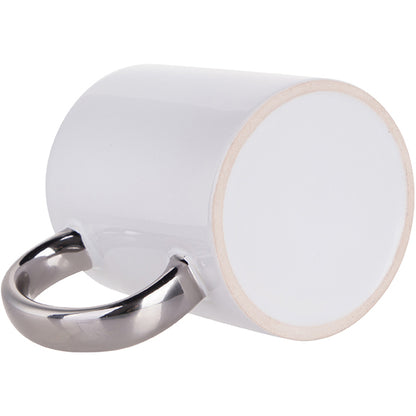 Taza de Cerámica con Asa Plateada 11 oz para Sublimación