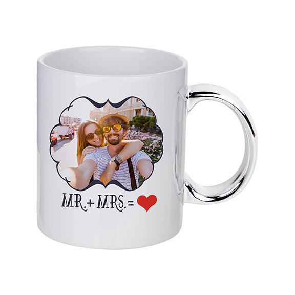 Taza de Cerámica con Asa Plateada 11 oz para Sublimación
