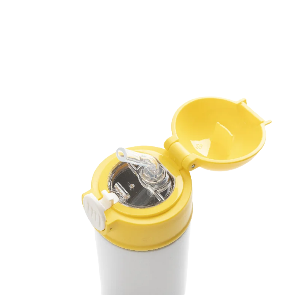 Termo Blanco de Acero Inoxidable con Tapa y Sorbete – 12 oz / 360 ml