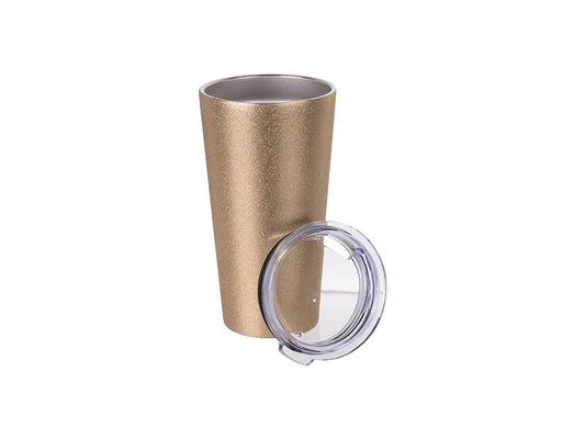 Vaso Glitter Gold Acero Inoxidable para Sublimación 16 oz (473 ml) con Tapa
