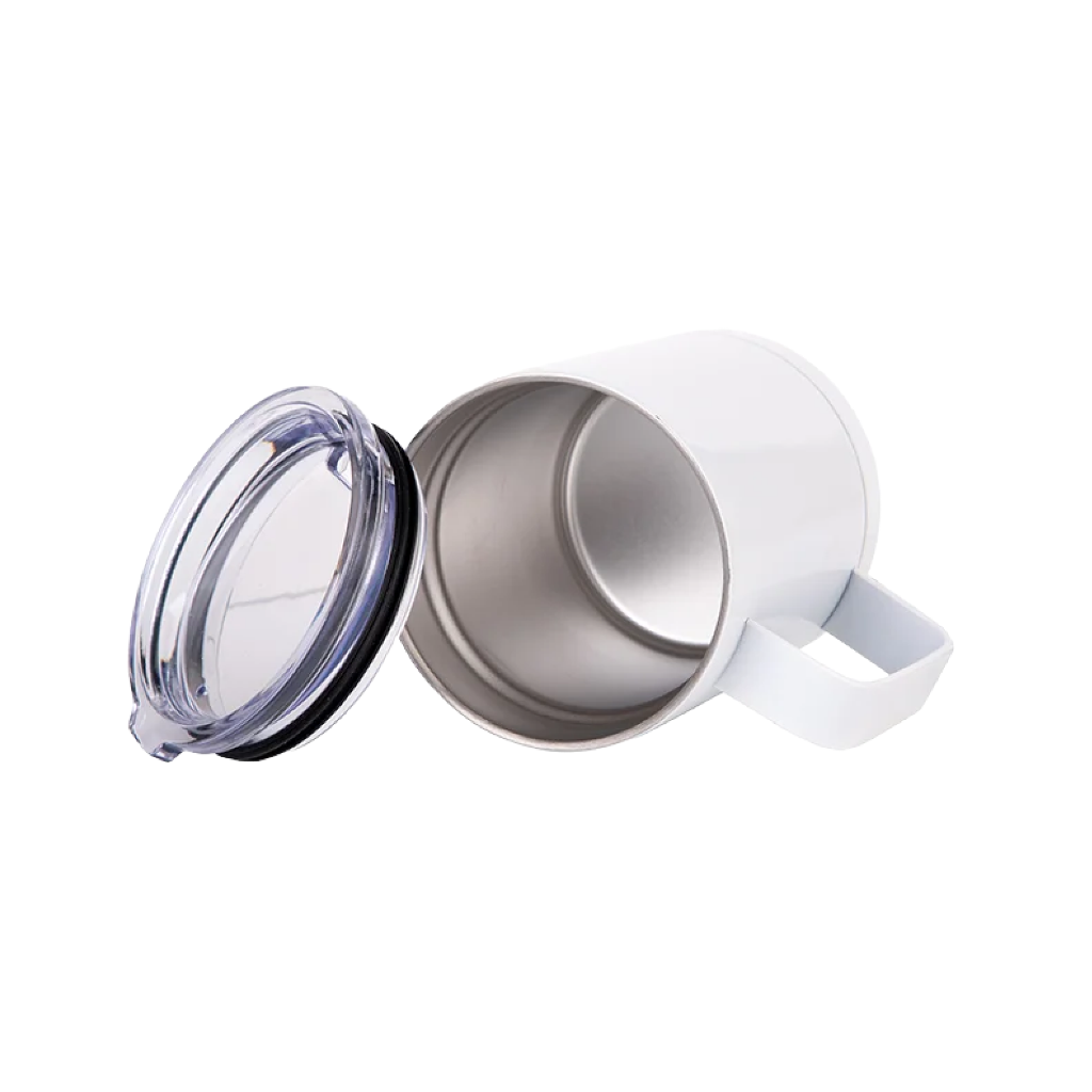 Vaso Blanco de Acero Inoxidable con Tapa Personalizable – 12 oz (360 ml)