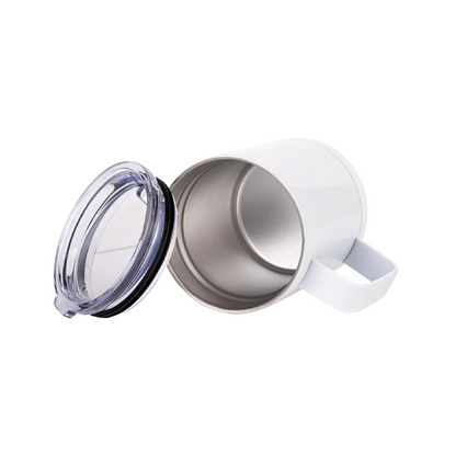 Vaso Blanco de Acero Inoxidable con Tapa – 12 oz (360 ml)