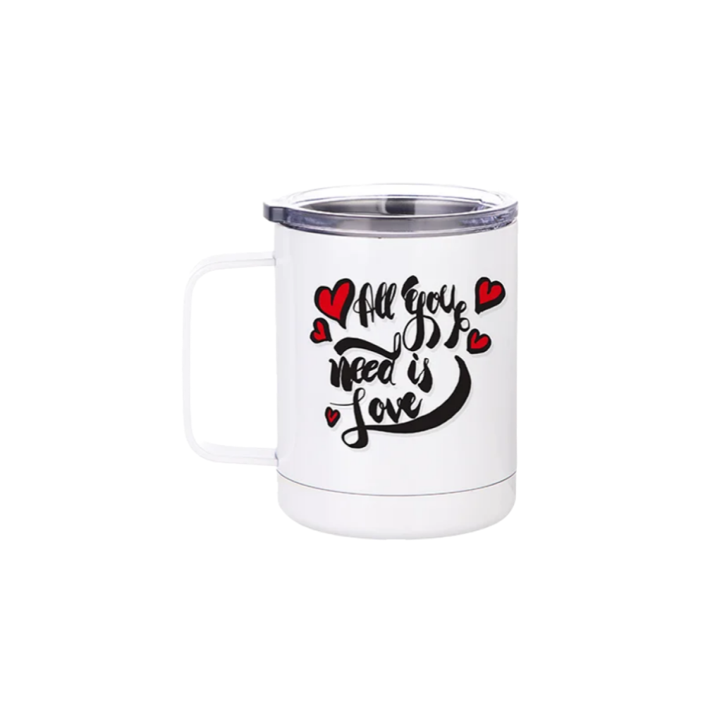 Vaso Blanco de Acero Inoxidable con Tapa Personalizable – 12 oz (360 ml)