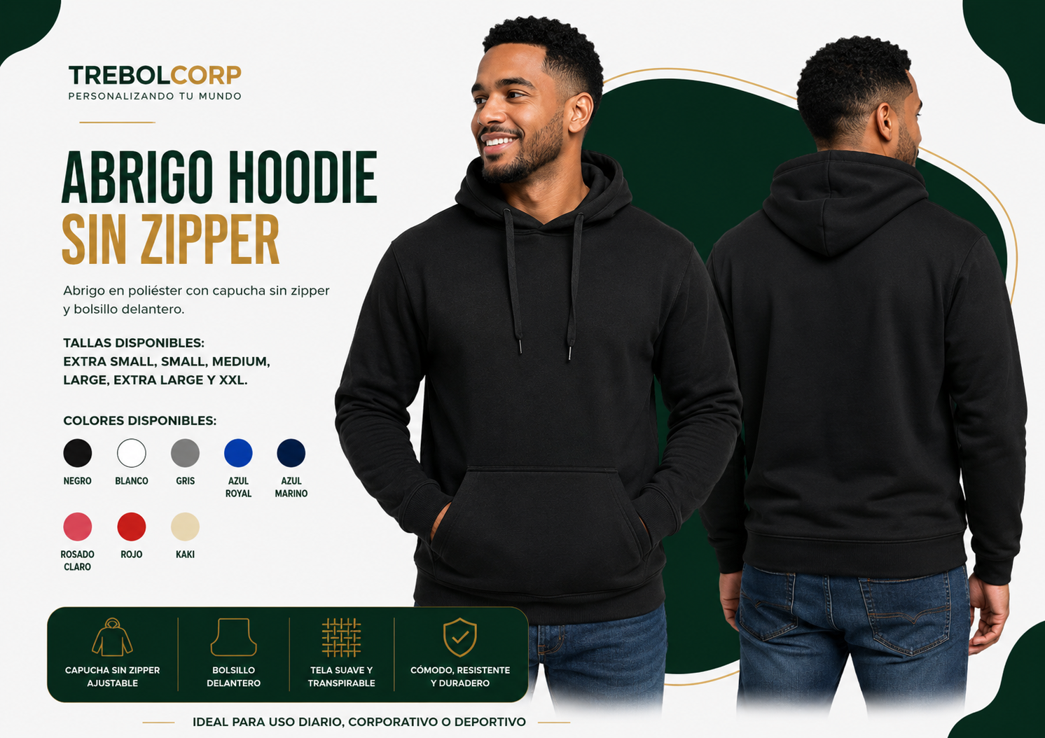 Hoodie Sin Zíper Personalizado