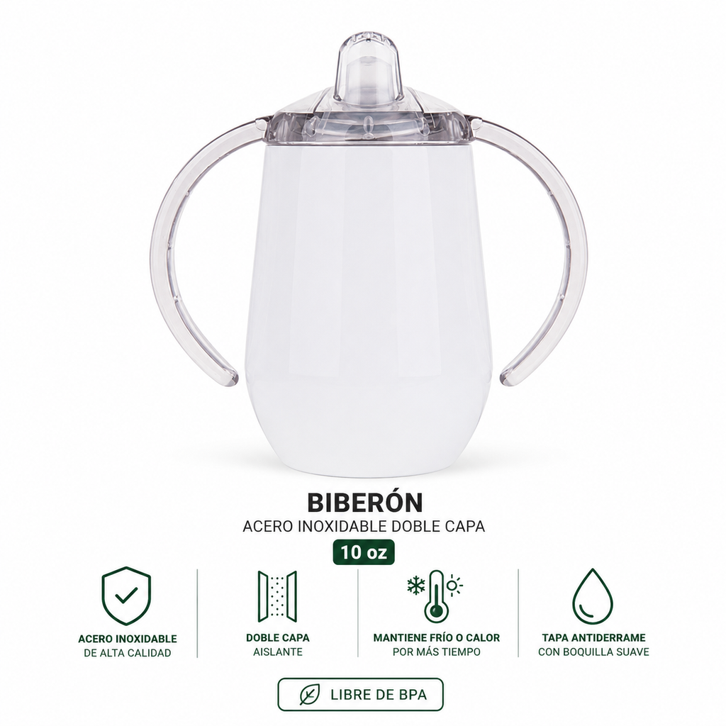 Biberón de Acero Inoxidable Personalizable 10 oz (300 ml) – Doble Capa