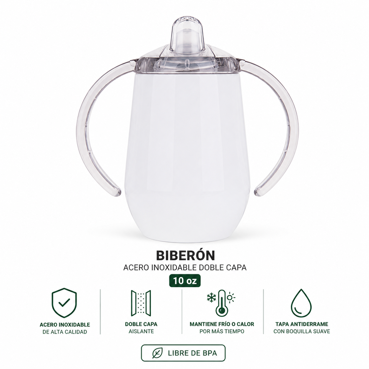 Biberón de Acero Inoxidable Personalizable 10 oz (300 ml) – Doble Capa