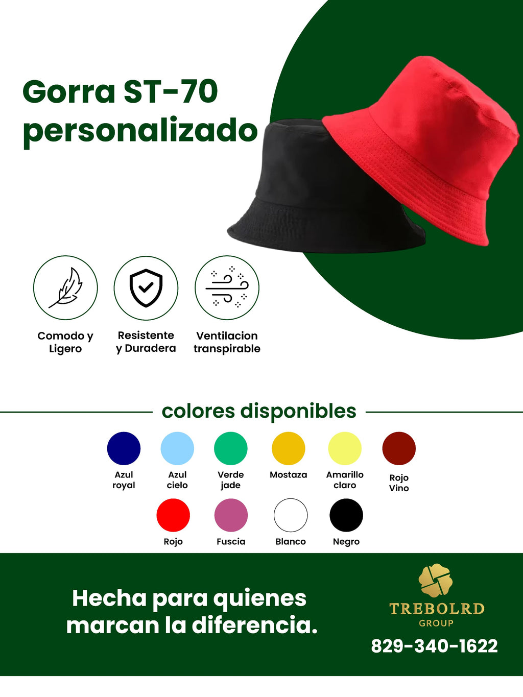 Gorras Personalizadas | Bordadas y Sublimadas | Trebolrdcorp RD